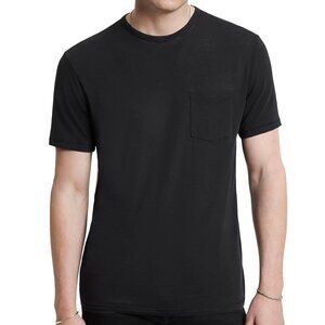 John Varvatos Men's Short Sleeve Bond Burnout Pocket Crew T- Shirt Black Medium